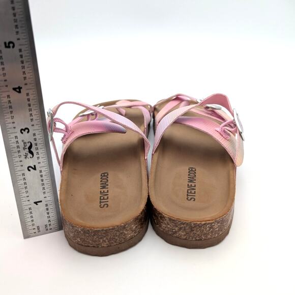 Steve Madden Jbeached Flat Sandal Slip-On Big Kids Pink Size US2 EU33 - Picture 5 of 13